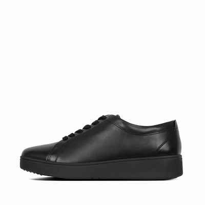 Fitflop Women's RALLY Leather Sneakers - Black, WD0695134